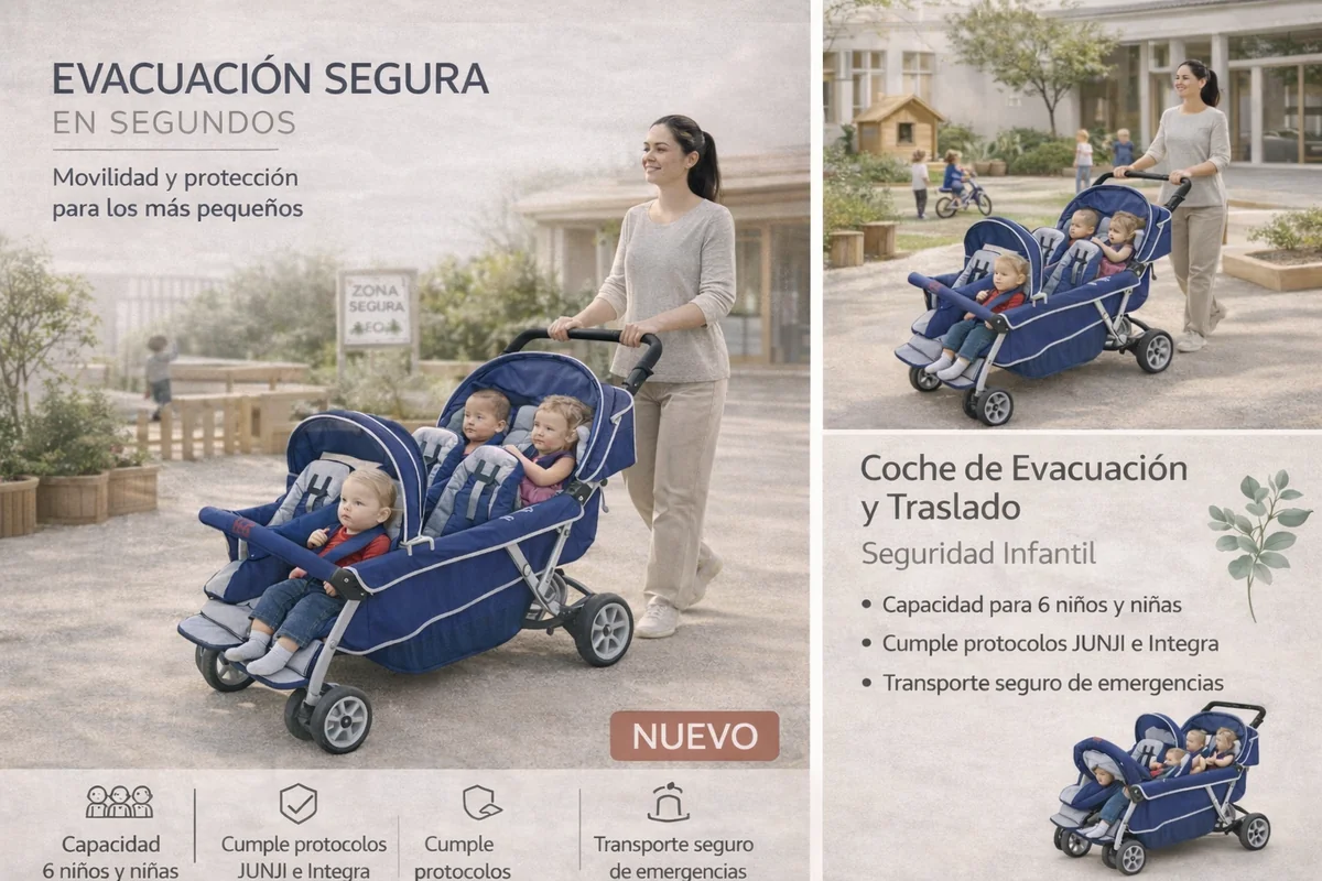 Carro de evacuación segura para jardines infantiles